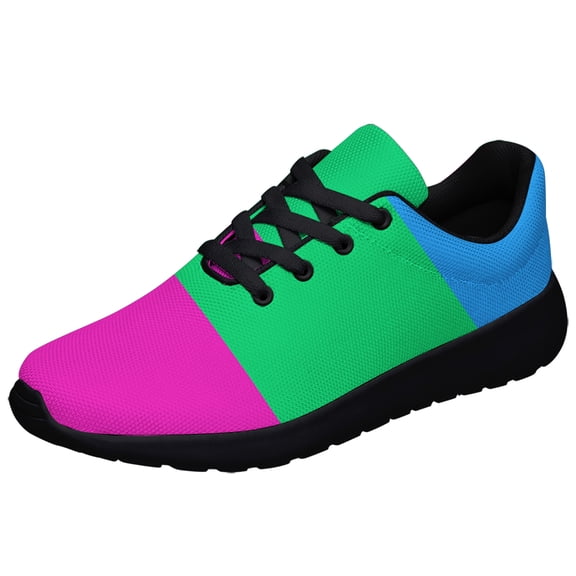Polysexual Flag Shoes Mens Womens Running Sneakers Mesh Breathable Jogging Walking Shoes Black Size 3.5