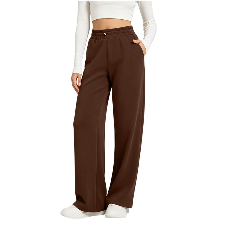 Yeahitch Sweatpants for Women Elastic Waistband Baggy Solid Casual