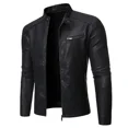 thumbnail image 4 of Chaqueta de hombre de alta calidad nueva de primavera y otoño de 2024, tendencia de moda, chaqueta de cuero informal de corte entallado coreano para hombre, chaqueta de motocicleta, 4 of 5