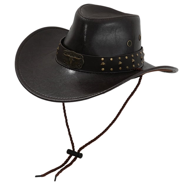 Western Cowboy Hat Men Casual Cowgirl Sombrero para el escenario de compras de presentación Cosplay Marrón oscuro