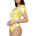 thumbnail image 2 of The Xecao Daisies Flowers Women's Crew Neck Body Suit, a short-sleeved bodysuit and basic swimsuit, both comfort and style for dating and daily life, 2 of 9