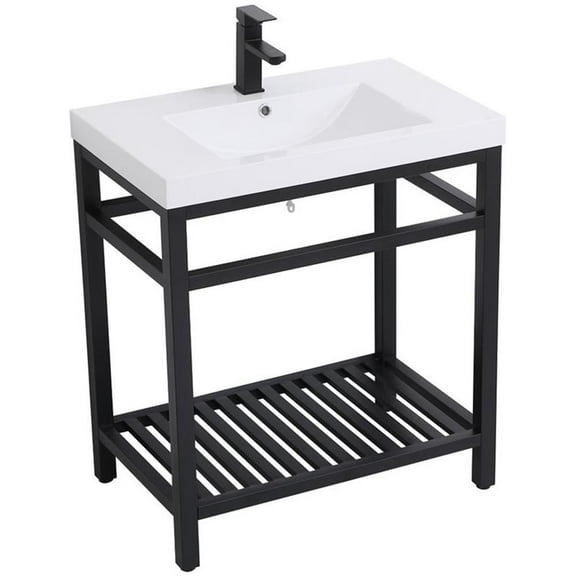 30 inch Single Bathroom Metal Vanity in Black