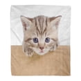 thumbnail image 1 of SIDONKU Throw Blanket Warm Cozy Print Flannel Brown Cat Little Kitten in Cardboard Box Tabby Cutout Comfortable Soft for Bed Sofa and Couch 50x60 Inches, 1 of 1