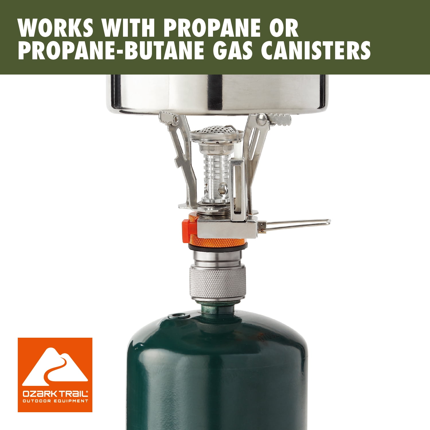 Ozark Trail 4-Piece All-in-One Portable Camping Stove Adapter and Stand Set, Propane Compatible