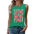 thumbnail image 4 of Womens Tank Top $4.98 Plus Size Sleeveless Floral Print Round Neck Summer Printed Top Green M, 4 of 5