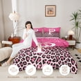 thumbnail image 3 of Manfei Cute Letter P Print Queen Comforter Set,Chic Leopard Comforter Sets Queen,Pink,Pink Reversible,3pcs,1 Comforter and 2 Pillowcases, 3 of 7