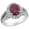 thumbnail image 1 of 10K White Gold Diamond Enhanced Genuine Ruby Engagement Ring Oval 10x8mm, size 8, 1 of 3