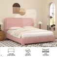 thumbnail image 4 of 4 EVER WINNER Full Size Bed Frame, Boucle Upholstered Bed Frame with Headboard, No Box Spring Required, Easy Assembly, Pink, 4 of 8