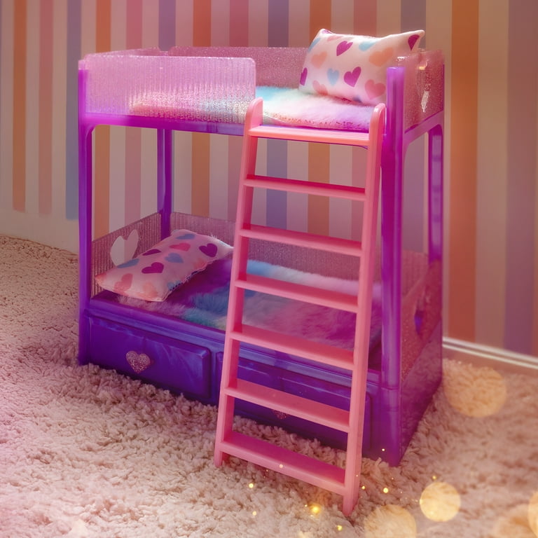 Hey Bestie Nighty Night Bunk Bed Furniture Set for (5.5-inch) Small Dolls with Accessories, Kids 3 Years & Up