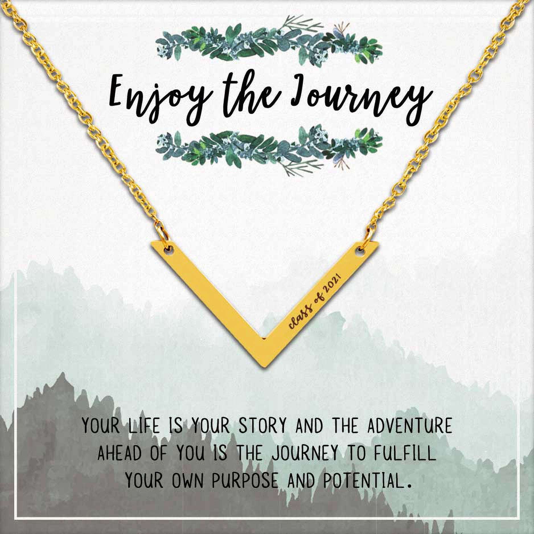 Anavia College Graduation Gift for Her, Graduation Gift for Best Friend, Graduation Card Gift for Her, High School Graduation Gift for Daughter, Stainless Steel [Gold V 18" Chain]