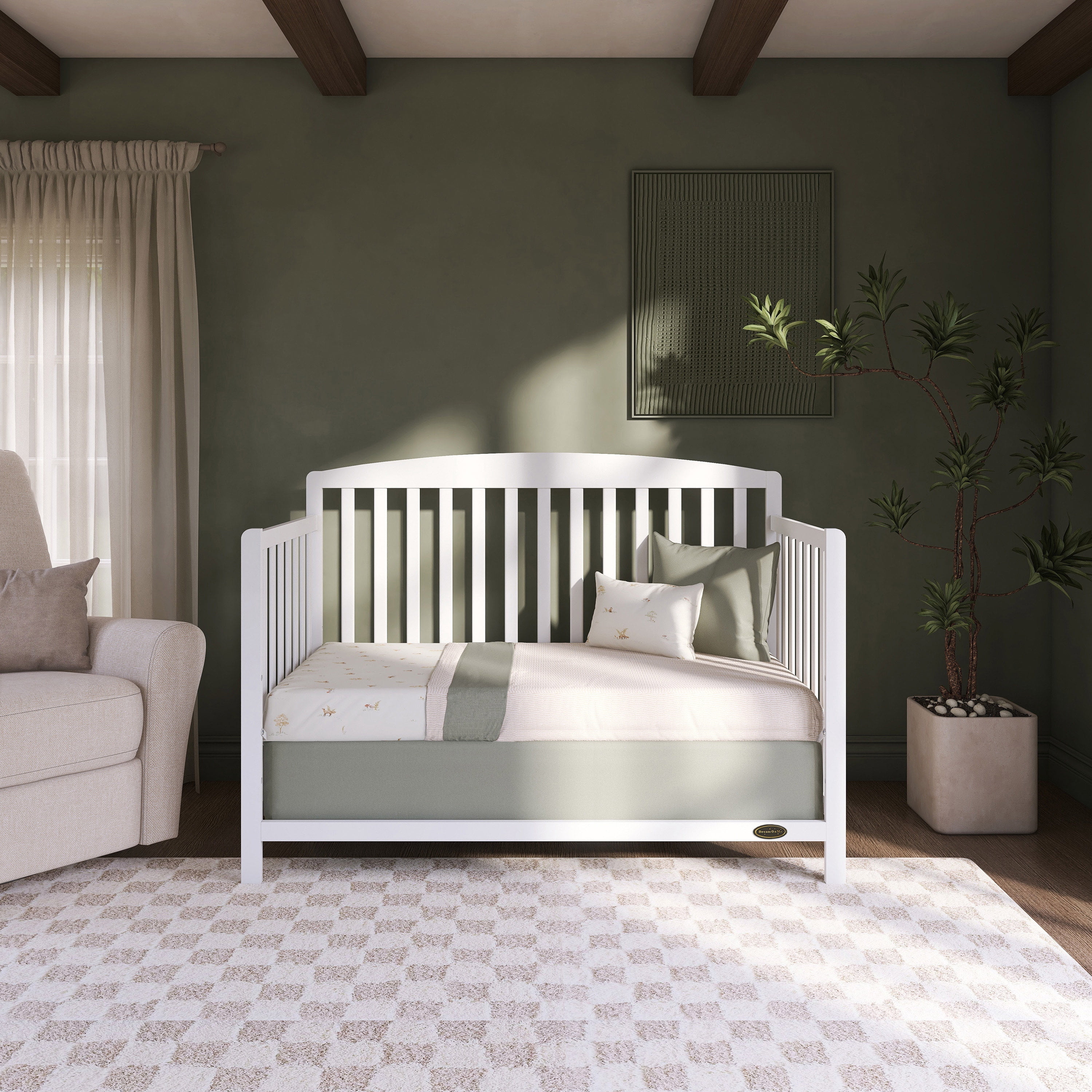Nursery Bundle, Dream On Me Odelle 5 in 1 Crib in White and Crib & Toddler Mattress Bundle