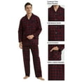 thumbnail image 2 of GLOBAL Men's Pajamas Sets 100% Cotton Flannel Sleepwear Long-Sleeve Top & Bottom Loungewear Burgundy Plaid XL, 2 of 7