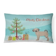 Carolines Treasures CK3864PW1216 Fawn Puggle Christmas Tree Canvas Fabric Decorative Pillow, 12H x16W, multicolor