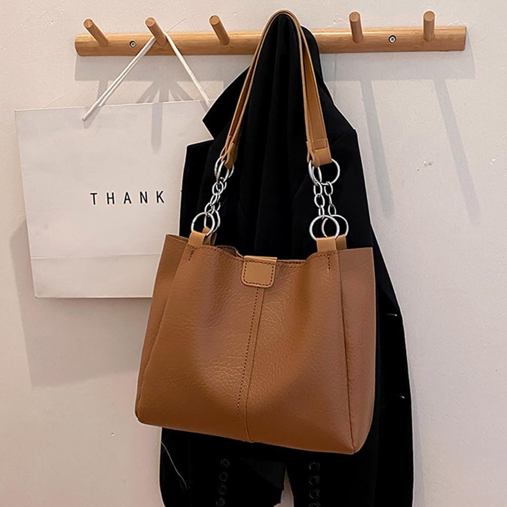 DIY Shoulder Bag Making Kits PU Leather Handag Making Kit for Women Large Capacity PU Leather Tote Working Kit with Bag Sewing Kit for Shoulder Bag Birthday Gift 12.2x4.7x10.6 Inch Camel for DIY