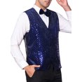 thumbnail image 4 of INSPIRE CHIC Chaleco para Hombre Argyle con Lentejuelas Cuello en V Sin Mangas Vestido de Fiesta Noche de Promoción Chaleco Brillante S Azul, 4 of 5