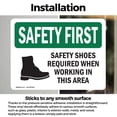 thumbnail image 3 of (2 Pack) Safety Shoes Required When Working With Symbol OSHA Safety First Sign, 3 of 7