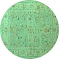 thumbnail image 1 of Ahgly Company Indoor Round Oriental Turquoise Blue Traditional Area Rugs, 5' Round, 1 of 4