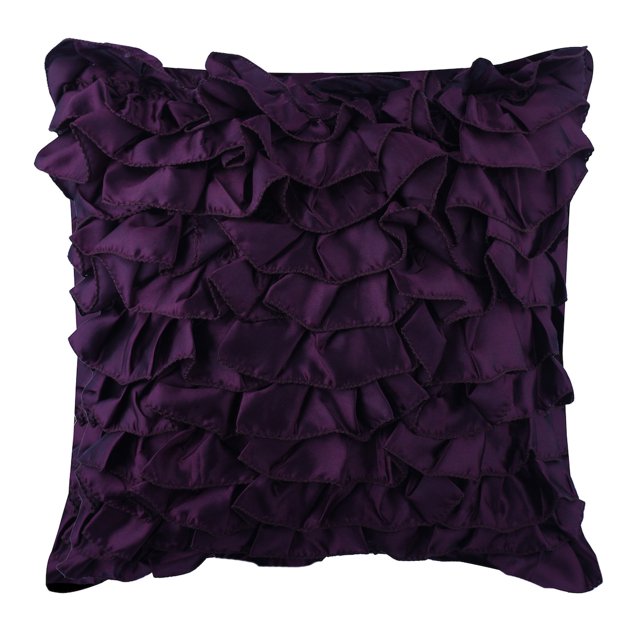Pillow Case Custom, Violet Throw Pillows Cover, Vintage Ruffles Shabby Chic Pillowcases, 14x14 inch (35x35 cm) Throw Pillows Cover, Square Satin Pillows Cover, Solid - Vintage Violet