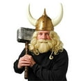 thumbnail image 2 of Classic Viking Horn Helmet Halloween Costume Hat, Gold White, Adult Size 14" Wide x 10.5" Tall, 2 of 2