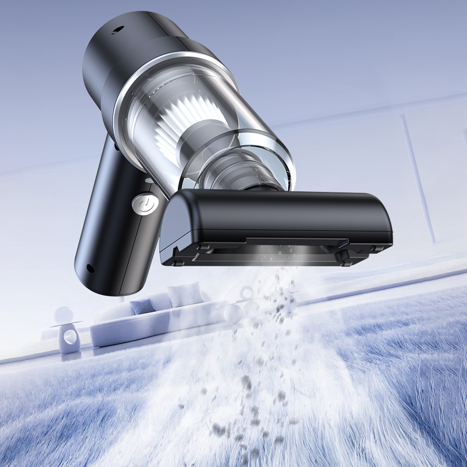 Car Cleaner with LED Light Cordless Compressed Air Duster Handheld Vacuum Keyboard Cleaner for Interior