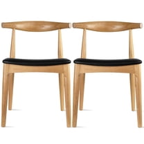 2xhome Set of 2 Solid Oak Wood Farmhouse Dining Elbow Chair with PU Leather Cushion Seat - Kennedy Presidential Accent Armchair for Kitchen Dining Room or Office, Walnut (Disassembled)