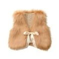 thumbnail image 2 of xjwjuw Baby Toddler Kids Children Girls Faux Fur Gilet V-Neck Sleeveless Waistcoat Solid Color Vest Coat Soft Comfort Casual Fluffy Fuzzy Outerwear Cute Thick Fall Winter Warm Jackets, 2 of 3