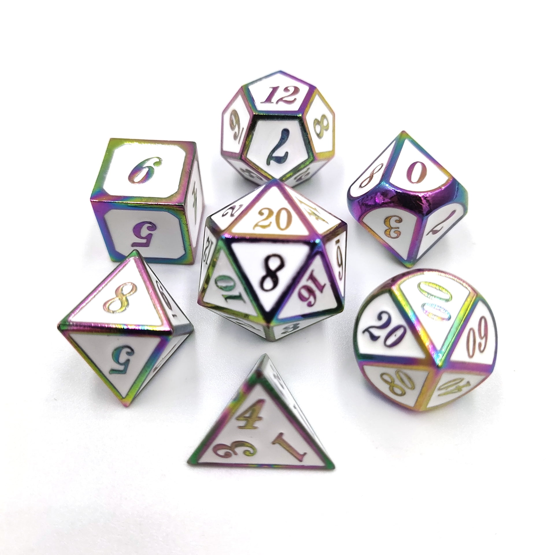 7pcs Polyhedral Dice Multi-sided Metal for Dragon Scales Pathfinder Dices C 