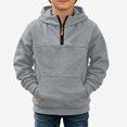 thumbnail image 2 of DJDLJWCJ Boys Hoodies Fleece Lined Winter Warm Long Sleeve Pullover Hooded Sweatshirt Quarter Zipper Solid Color Sweatshirts Gray Size 8, 2 of 2