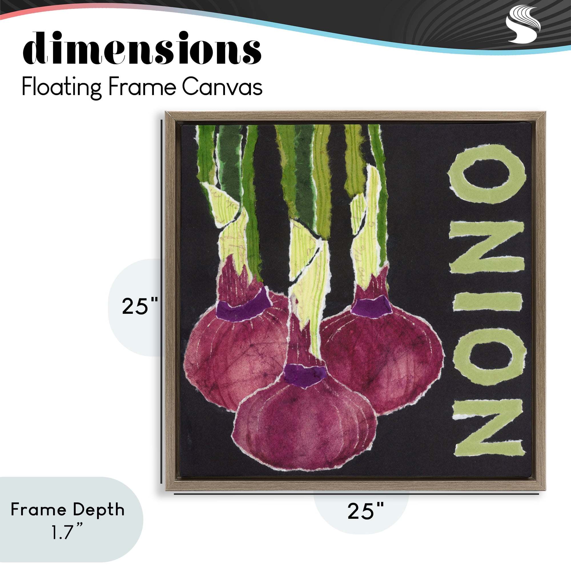 Stupell Industries Collaged Garden Onion Brown Framed Floater Canvas Wall Art, design by Nancy Overton