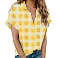 thumbnail image 2 of Fartey Womens Summer Plaid Tops Dressy Casual Button Down Shirts Fashion Elegant Lapel T Shirts Loose Fit Short Sleeve Tshirt Plus Size Beach Vacation Blouses Multicolor S-5XL, 2 of 5