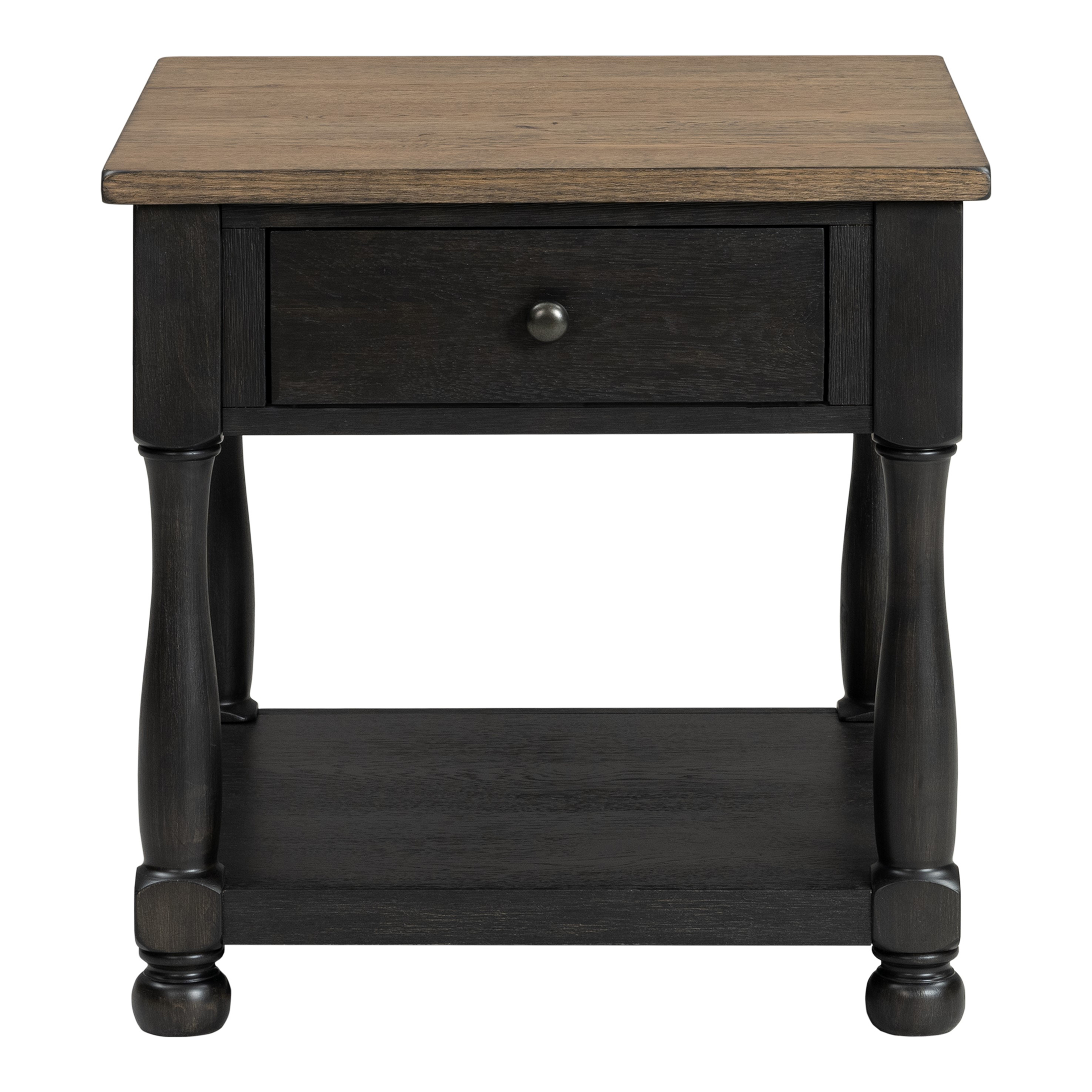 Furniture of America Millers Modern 1-Drawer Solid Wood End Table, Weathered Black