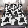 thumbnail image 1 of HAHDAXIA Black Cat Repeat Pattern Bedding Solid Comforter Set for All Seasons,3 Pieces(1 Comforter+2 Pillowcases),Soft Microfiber Bedding Set King(90"x90"), 1 of 7