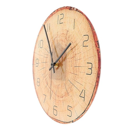 ROSENICE Wall Clock Decorative Wood Grain Round Hanging Silent 1Pcs for Household Decor