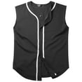 thumbnail image 2 of Ma Croix Mens Sleeveless Button Down Baseball Jersey Hip Hop T Shirts, 2 of 7