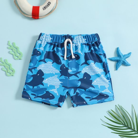 ZHUASHUM Maillots de Bain Garçons 12-18 Mois Shorts Imprimé Poisson d'Été Couleur Unie Vêtements de Plage Bleu