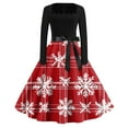 thumbnail image 2 of Christmas Dresses for Women Women's Fashion Round Neck Casual Slim Christmas Printed Long Sleeve Dresses with Square Collar for Christmas Party,Red,3XL, 2 of 4