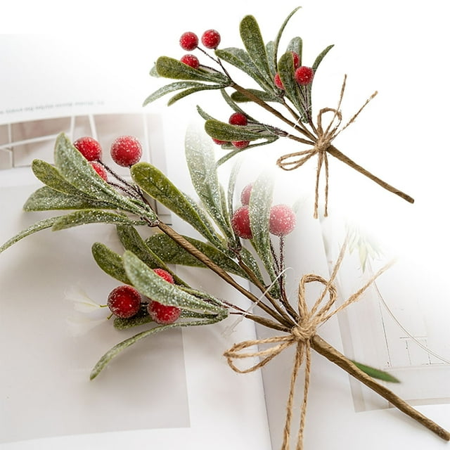 TIELUTT Couronne de Houx de Cueillette de Baies Rouges Pomme de Pin Couronne de Fleurs de Glycine Fleurs Chaudes Fleurs en Soie Fleurs d'Œillet Support de Fleurs de Mariage