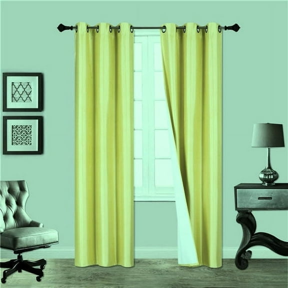 2-Piece ADAM YELLOW Geometric Blackout Lined Grommet Window Curtain Set, Two (2) Printed Thermal Panels 37" Wide x 84" Length (Each)
