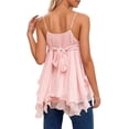 thumbnail image 3 of CAIVO Womens Tank Tops Spaghetti Strap Ruffle Trim V Neck Casual Summer Versatile Solid Color Classic Sleeveless Flowy Beach Tiered Camisole Top, 3 of 7