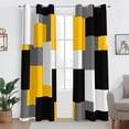 thumbnail image 2 of Yellow Blackout Curtains for Bedroom Set White Grey Modern Abstract Geometric Black Out Curtains Insulated Room Darkening Window Drapes for Living Room 26"W x 54"L (Pack of 2), 2 of 6