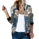thumbnail image 1 of Gibobby gabardinas para mujer Chaquetas diarias informales, chaqueta informal ligera con cremallera, abrigo con estampado de flores, abrigo corto deportivo con cuello levantado, Tops con (Turquí, L), 1 of 4