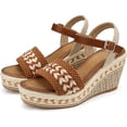 thumbnail image 2 of SHIBEVER Summer Wedge Sandals for Women Casual Ankle Strap Open Toe Dressy Espadrilles Platform Shoes Brown, 2 of 5