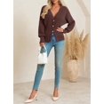 thumbnail image 4 of Women V‑Neck Button Front Knit Cardigan Long Sleeve Fitted Sweater Coat, 4 of 5