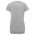 thumbnail image 6 of TEMOFON Summer Shirts for Women Short Sleeve Tops Casual Crewneck Side Button Blouse with Pockets Light Gray Tees, 6 of 7