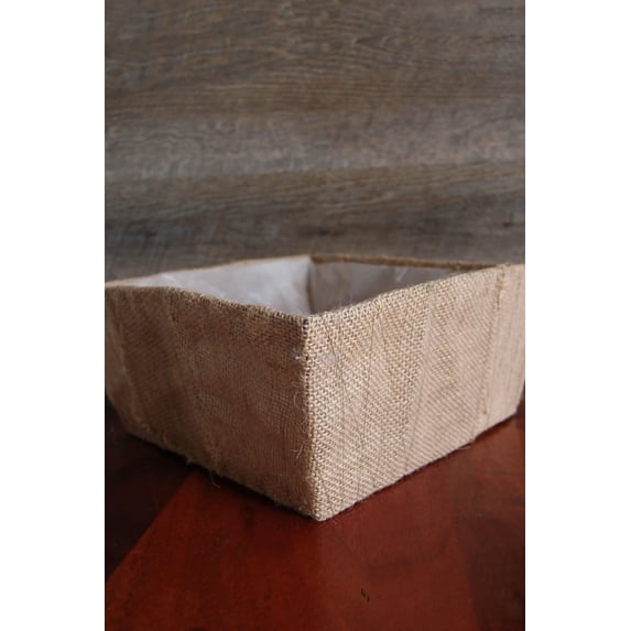 Burlap Covered Rectangle Basket Planter 10in. x 4in. W/Liner