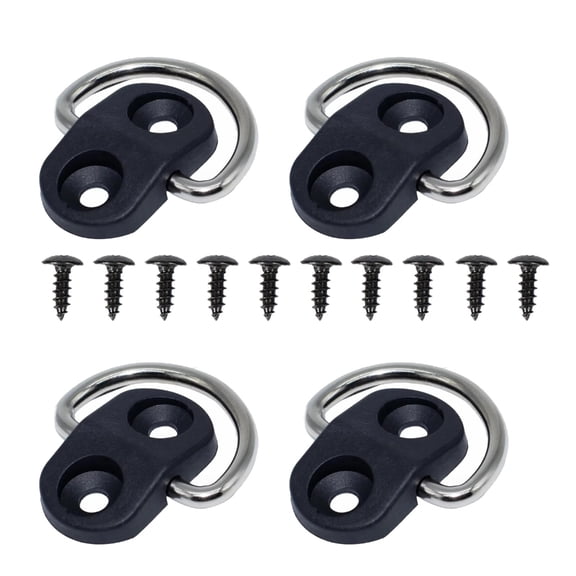 4pc Heavy Duty D-Rings for Trailer Cargo Tie Down, 55lbs Steel Anchors with Welding Clip
