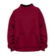 thumbnail image 4 of Mock Neck Sweatshirt Women 2026 Baggy Sweater Womens Trending Clothes Tunic Tops Casual Oversized Sweatshirts Loose Fit Comfy Clothes for College Students Solid Lounge Fall Outfits with Pockets Wine, 4 of 4