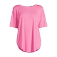 thumbnail image 5 of Time and Tru Women's and Women’s Plus Crewneck Tunic Tee with Short Sleeves, Sizes S-3XL, 5 of 5