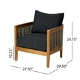 thumbnail image 3 of GDF Studio The Crowne Collection Outdoor Acacia Wood Club Chairs with Optional Sunbrella Cushions, Set of 2, Teak, Canvas Black, 3 of 6