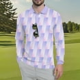 thumbnail image 3 of Homeyce Golf Polos for Men Long Sleeve with Buttons Shirts Collared Golf Quick Dry Moisture Wicking Lightweight Casual Polo Floral Print Upf 50+ Sun Protection Tee,Purple XL, 3 of 4